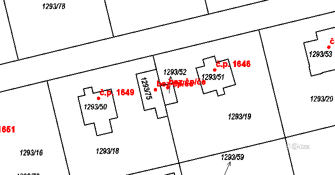 Roudnice nad Labem 50313584 na parcele st. 1293/52 v KÚ Roudnice nad Labem, Katastrální mapa