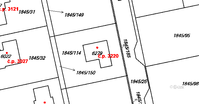 Šumperk 3220 na parcele st. 6279 v KÚ Šumperk, Katastrální mapa