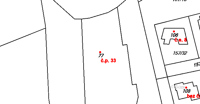 Mladotice 33, Ronov nad Doubravou na parcele st. 77 v KÚ Mladotice nad Doubravou, Katastrální mapa