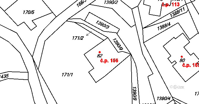 Horní Libchavy 156, Libchavy na parcele st. 82 v KÚ Horní Libchavy, Katastrální mapa