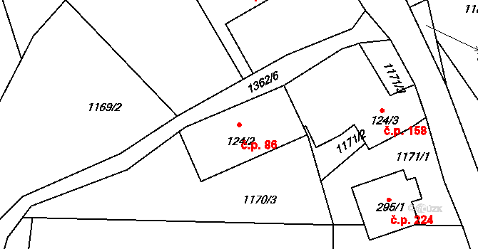 Kunčice 86, Letohrad na parcele st. 124/2 v KÚ Kunčice u Letohradu, Katastrální mapa