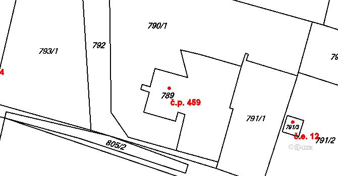 Stonava 459 na parcele st. 789 v KÚ Stonava, Katastrální mapa