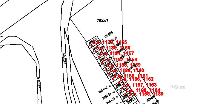 Český Těšín 1157,1181 na parcele st. 2854/24 v KÚ Český Těšín, Katastrální mapa