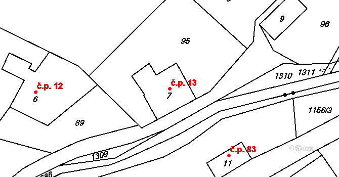 Dolní Fořt 13, Uhelná na parcele st. 7 v KÚ Dolní Fořt, Katastrální mapa