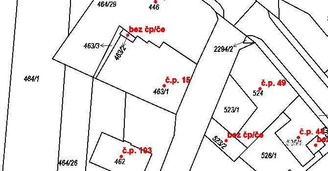Malé Předměstí 15, Horšovský Týn na parcele st. 463/1 v KÚ Horšovský Týn, Katastrální mapa