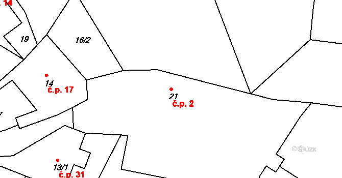 Jestřebí 2 na parcele st. 21 v KÚ Jestřebí nad Metují, Katastrální mapa