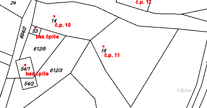 Klášterec 11, Vimperk na parcele st. 16 v KÚ Klášterec u Vimperka, Katastrální mapa