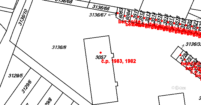 Rakovník II 1982,1983, Rakovník na parcele st. 3057 v KÚ Rakovník, Katastrální mapa