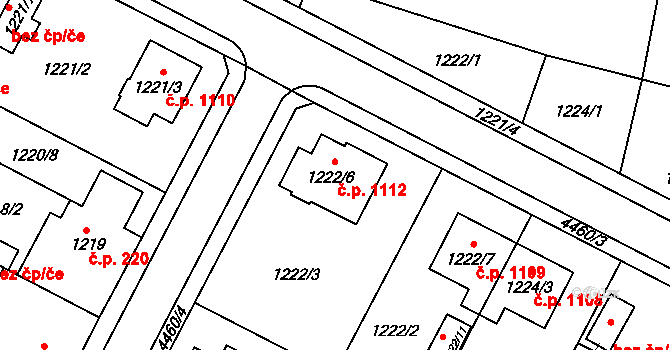 Chotěboř 1112 na parcele st. 1222/6 v KÚ Chotěboř, Katastrální mapa