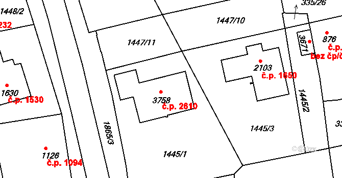 Brandýs nad Labem 2610, Brandýs nad Labem-Stará Boleslav na parcele st. 3758 v KÚ Brandýs nad Labem, Katastrální mapa