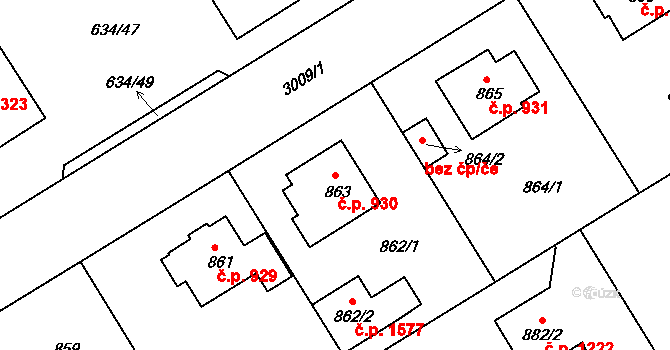 Rychnov nad Kněžnou 930 na parcele st. 863 v KÚ Rychnov nad Kněžnou, Katastrální mapa