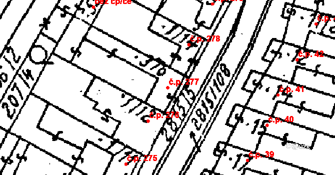 Kostice 277 na parcele st. 376 v KÚ Kostice, Katastrální mapa