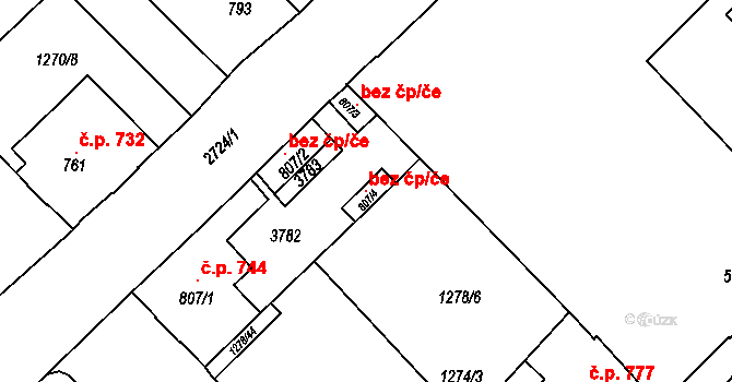 Hlinsko 102572585 na parcele st. 807/4 v KÚ Hlinsko v Čechách, Katastrální mapa