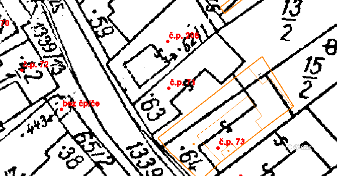 Prosiměřice 71 na parcele st. 63 v KÚ Prosiměřice, Katastrální mapa