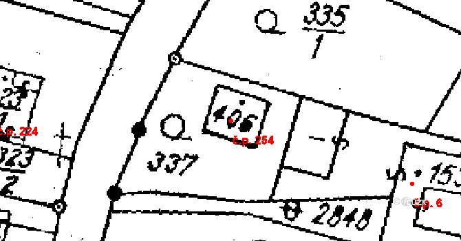 Střítež nad Ludinou 254 na parcele st. 406 v KÚ Střítež nad Ludinou, Katastrální mapa