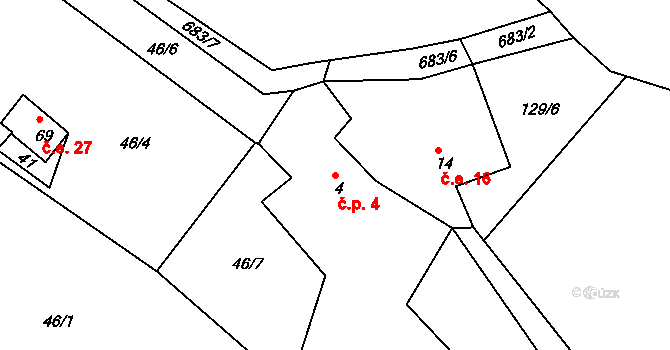 Lípa 4, Merklín na parcele st. 4 v KÚ Lípa, Katastrální mapa
