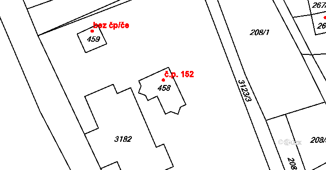 Heřmanice v Podještědí 152, Jablonné v Podještědí na parcele st. 458 v KÚ Heřmanice v Podještědí, Katastrální mapa
