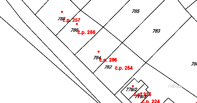Stonařov 255 na parcele st. 784 v KÚ Stonařov, Katastrální mapa