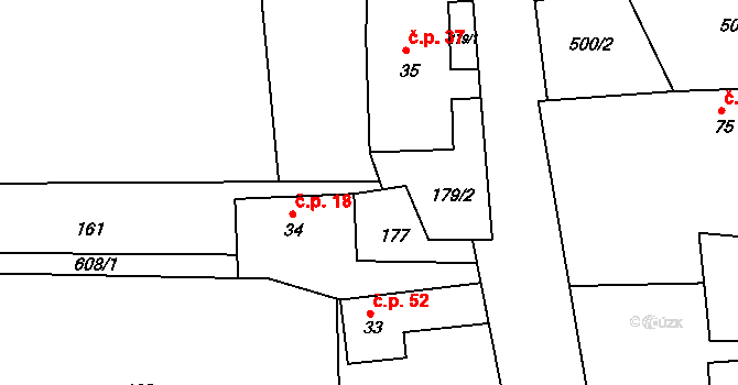 Rudíkovy 18, Třemešná na parcele st. 34 v KÚ Rudíkovy, Katastrální mapa