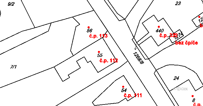 Hejnice 112 na parcele st. 55 v KÚ Hejnice, Katastrální mapa