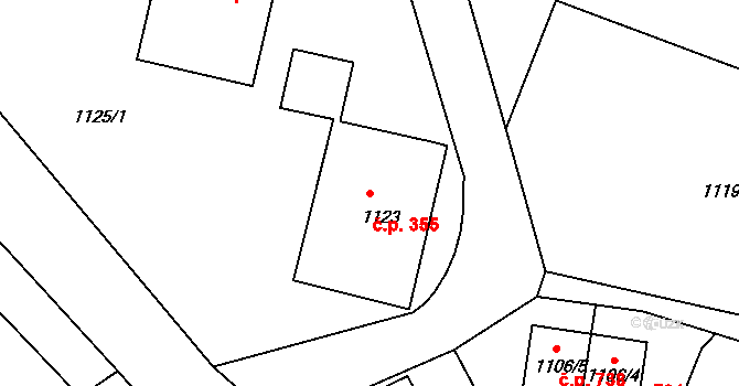 Stráž nad Nisou 355 na parcele st. 1123 v KÚ Stráž nad Nisou, Katastrální mapa