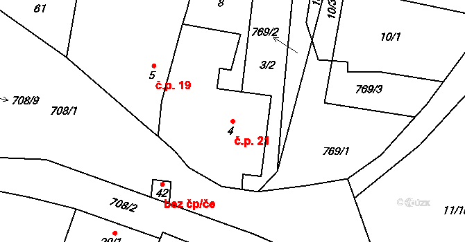 Řebří 21, Svojšín na parcele st. 4 v KÚ Řebří, Katastrální mapa