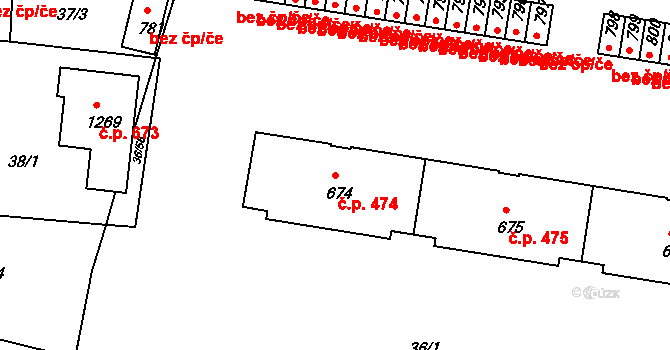 Borovany 474 na parcele st. 674 v KÚ Borovany, Katastrální mapa