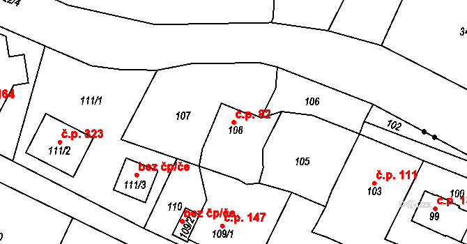 Děčín VII-Chrochvice 82, Děčín na parcele st. 108 v KÚ Chrochvice, Katastrální mapa