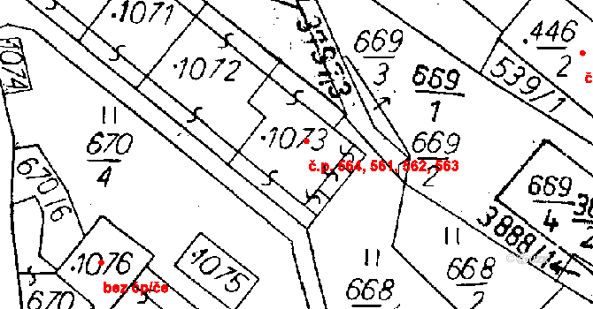 Cvikov II 561,562,563,564, Cvikov na parcele st. 1073 v KÚ Cvikov, Katastrální mapa