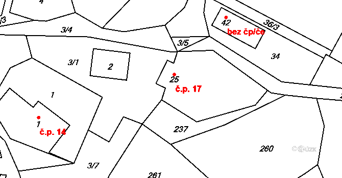 Česká Proseč 17, Úbislavice na parcele st. 25 v KÚ Česká Proseč, Katastrální mapa