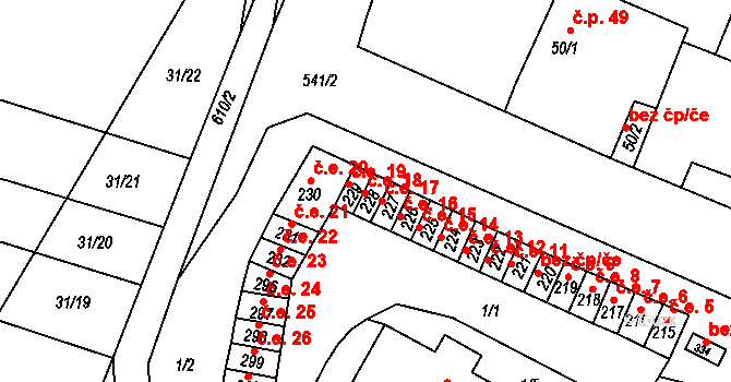 Dobříň 19 na parcele st. 229 v KÚ Dobříň, Katastrální mapa