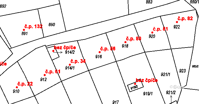 Sebuzín 56, Ústí nad Labem na parcele st. 916 v KÚ Sebuzín, Katastrální mapa