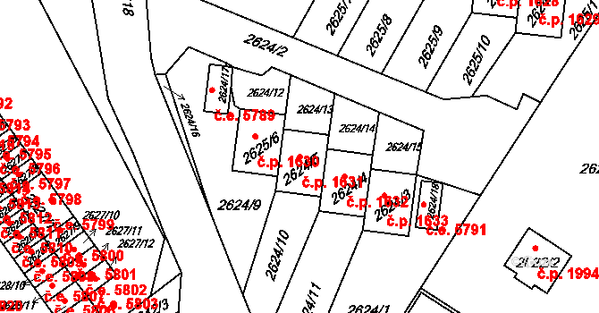 Kadaň 1631 na parcele st. 2624/5 v KÚ Kadaň, Katastrální mapa