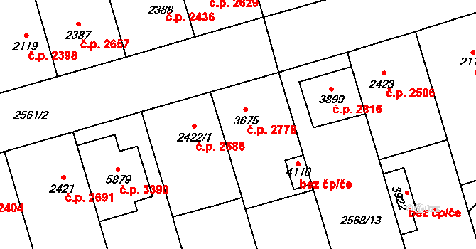 Břeclav 2778 na parcele st. 3675 v KÚ Břeclav, Katastrální mapa