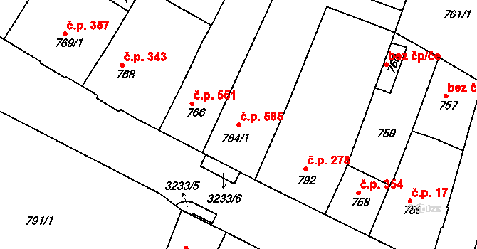 Železný Brod 565 na parcele st. 764/1 v KÚ Železný Brod, Katastrální mapa