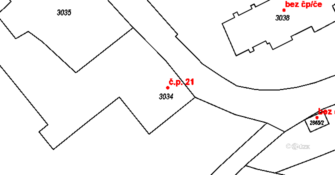 Vendryně 21 na parcele st. 3034 v KÚ Vendryně, Katastrální mapa