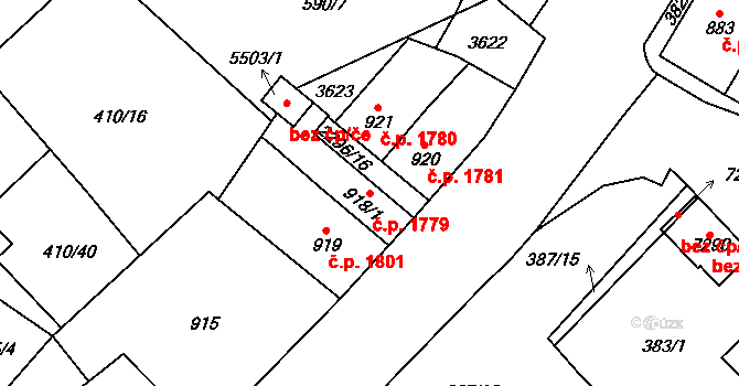 Cheb 1779 na parcele st. 918/1 v KÚ Cheb, Katastrální mapa