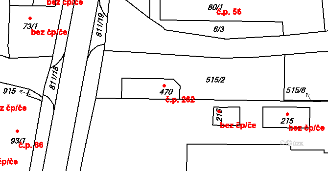 Luby 262, Klatovy na parcele st. 470 v KÚ Luby, Katastrální mapa