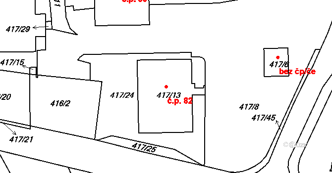 Liboc 82, Praha na parcele st. 417/13 v KÚ Liboc, Katastrální mapa