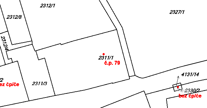 Dejvice 79, Praha na parcele st. 2311/1 v KÚ Dejvice, Katastrální mapa