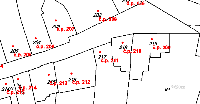 Rožmitál pod Třemšínem 211 na parcele st. 217 v KÚ Rožmitál pod Třemšínem, Katastrální mapa