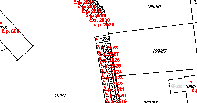 Sezimovo Ústí 2526 na parcele st. 1220 v KÚ Sezimovo Ústí, Katastrální mapa