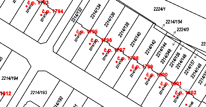 Bolevec 1797, Plzeň na parcele st. 2214/137 v KÚ Bolevec, Katastrální mapa