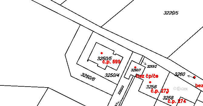 Podmoklice 599, Semily na parcele st. 3250/5 v KÚ Semily, Katastrální mapa