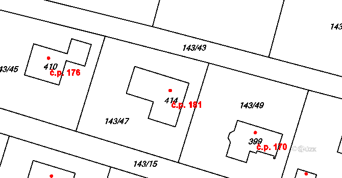 Čižice 181 na parcele st. 414 v KÚ Čižice, Katastrální mapa