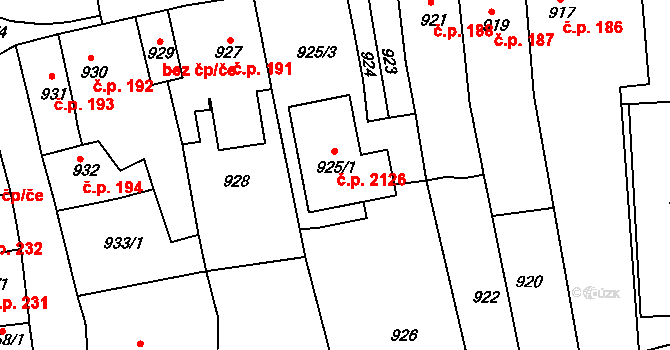 Tachov 2126 na parcele st. 925/1 v KÚ Tachov, Katastrální mapa