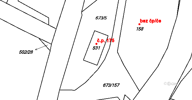 Koloděje nad Lužnicí 175, Týn nad Vltavou na parcele st. 531 v KÚ Koloděje nad Lužnicí, Katastrální mapa