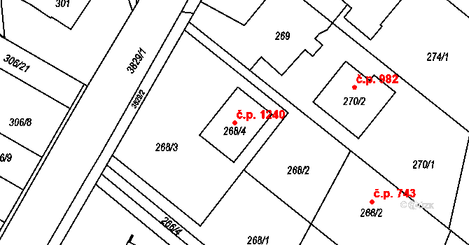 Stará Bělá 1240, Ostrava na parcele st. 268/4 v KÚ Stará Bělá, Katastrální mapa