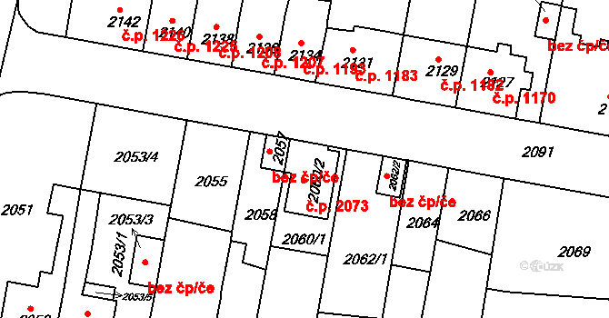 Tachov 2073 na parcele st. 2060/2 v KÚ Tachov, Katastrální mapa