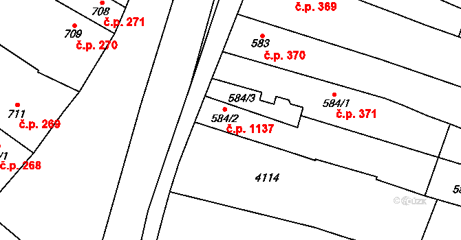 Sadská 1137 na parcele st. 584/2 v KÚ Sadská, Katastrální mapa